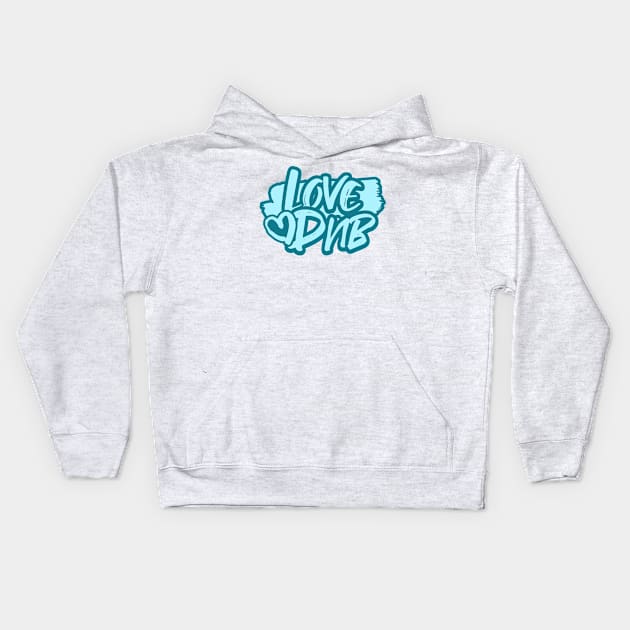 DNB  - Love Heart (Blue) Kids Hoodie by DISCOTHREADZ 